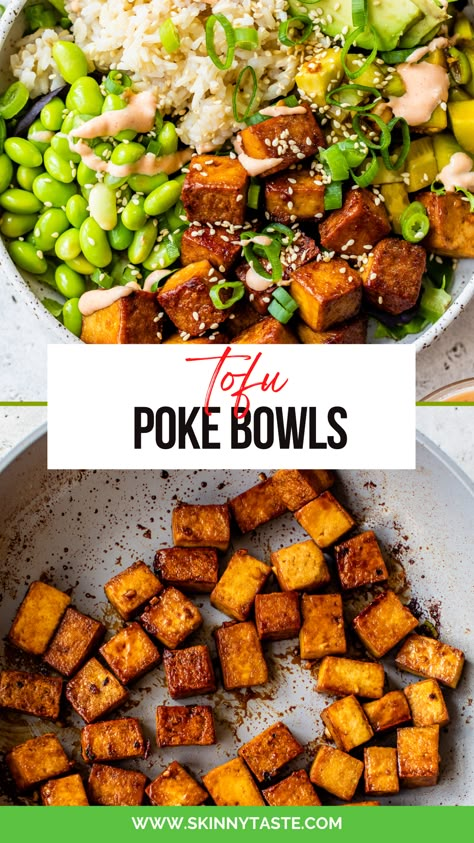 Tofu Poke Bowl, Tofu Poke, Poke Bowl Recipe, Recipes By Ingredients, Tuna Poke, Tofu Vegan, Poke Bowls, Marinated Tofu, Tofu Dishes