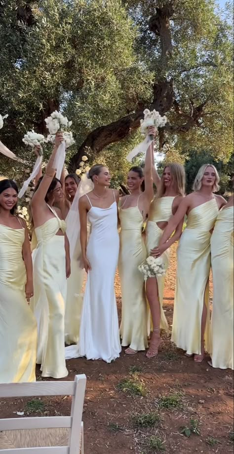 Yellow Bridesmaid, Yellow Bridesmaid Dresses, Bridesmaid Dresses Long, Yellow Bridesmaids, Dream Wedding Ideas Dresses, Future Wedding Plans, Future Goals, Wedding Goals, Wedding Mood Board