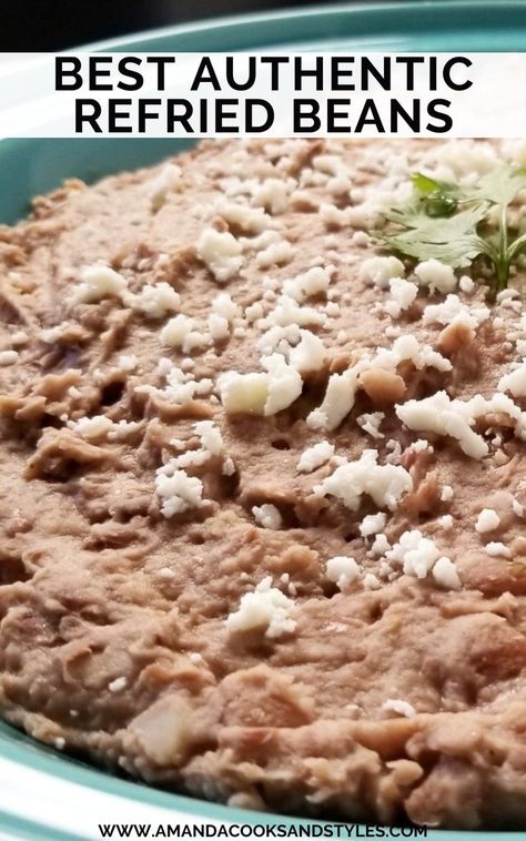 Mexican Refried Beans, Mexican Side, Homemade Refried Beans, Refried Beans Recipe, Real Mexican Food, Homemade Beans, Authentic Mexican Recipes, Mexican Side Dishes, Frijoles Refritos