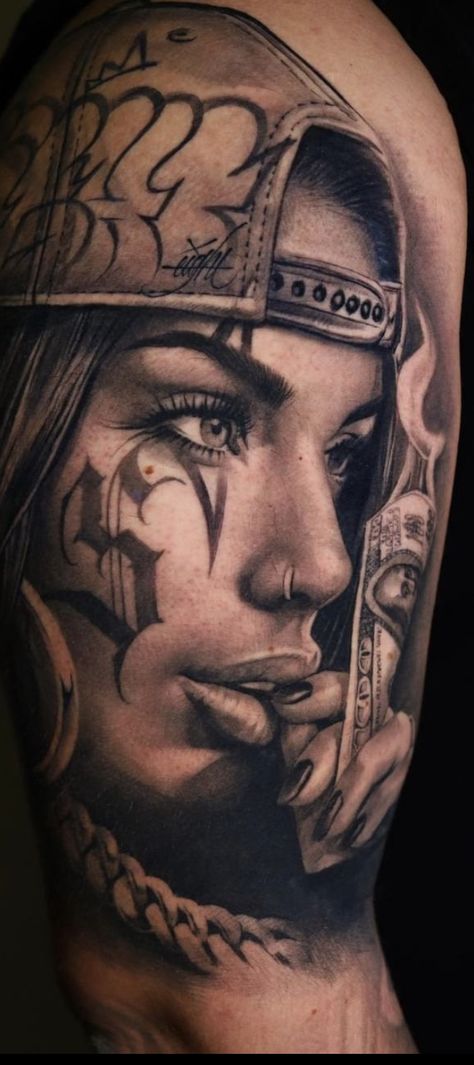 Spine Tattoos For Black Women, Dope Hand Tattoos For Women, Chicano Tattoos Gangsters, Chicano Art Style, Cholo Tattoo, Netherlands Art, Tattoo Ideas Males, Face Tattoos For Women, Chicano Tattoos Sleeve