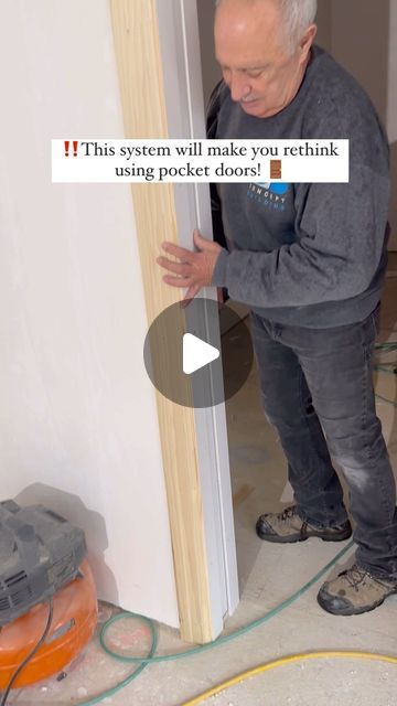 Sliding Door Trim Ideas, Convert Door To Pocket Door, Pocket Door Trim Ideas, Pocket Door Walk In Closet, Locking Pocket Door, Pocket Doors Laundry Room, Pocket Door Lock Ideas, Pocket Doors Bedroom, Hidden Pocket Door