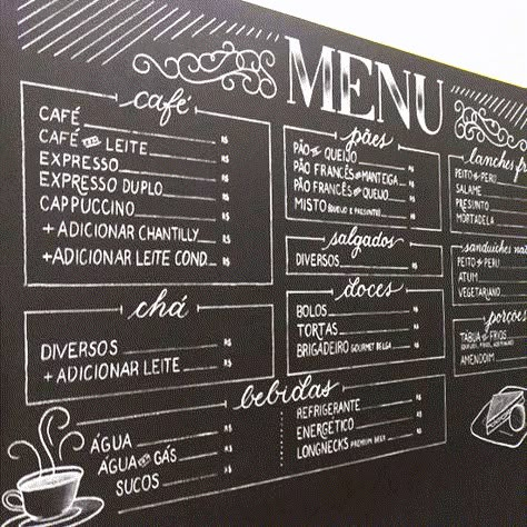 Chalk Lettering, a Return to Low Tech | CreativePro Network Cafe Menu Boards, Cafe Chalkboard, Chalk Menu, Blackboard Menu, Papan Tulis Kapur, Cafe Menu Design, Menue Design, Coffee Shop Menu, Coffee Board