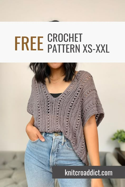 Crochet Shirt Free Pattern, Crochet Shirt Pattern, Crochet Shirts, Wearable Crochet, Sweater Pattern Free, Crochet Garments, Crochet Sweater Pattern, Crochet T Shirts, Crochet Sweater Pattern Free