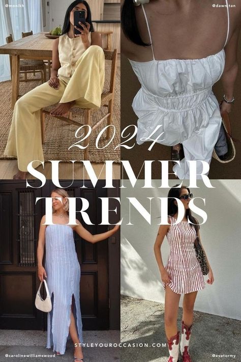 Are you looking for summer fashion inspo? Check out this list of the hottest summer trends for 2024 that includes outfit ideas for summer - casual and classy. Whether you are into a cute 90s or Y2k aesthetic, or prefer a European vibe (think Italy, Paris, Spain), these 7 hottest trends embody them all. There’s summer outfit trends with white dresses, sky blue shorts, chic matching sets, butter yellow pastels, sheer skirts and more! Sheer Skirts, Paris Summer Outfits, La Outfit, Chic Summer Style, European Summer Outfits, Summer Trends Outfits, Outfit Inspo Summer, Butter Yellow, Outfit Trends