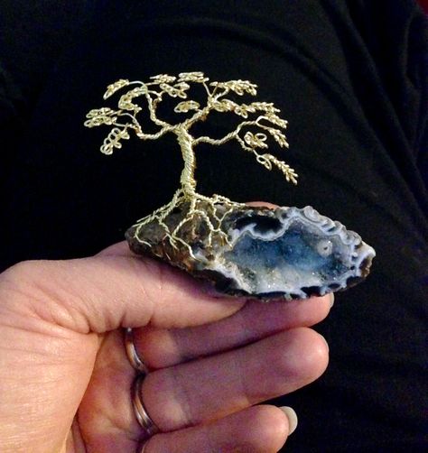 Today we share a few photos from one of our subscribers of her Wire Wrapped Trees and Geodes. Drátěná Socha, Wire Bonsai Tree, Bonsai Wire, Wire Bonsai, Copper Wire Art, Wire Art Sculpture, Wire Tree Sculpture, Bijoux Fil Aluminium, Wire Trees