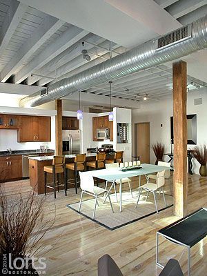 Love this white exposed ceiling from www.loftsboston.com Basement Ceiling Ideas Cheap, Unfinished Basement Ceiling, Basement Ceiling Options, Exposed Ceiling, Exposed Ceilings, Open Ceiling, Basement Inspiration, Basement Apartment, Basement Makeover