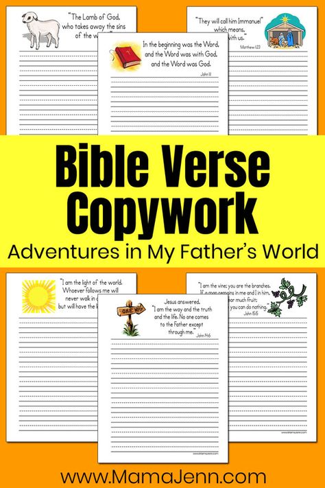 2nd Grade Copywork, 1st Grade Bible Curriculum, Bible Verse Copywork, Free Copywork, Homeschool Copywork, 2nd Grade Curriculum, My Fathers World, Bible Homeschool, Adventure Bible