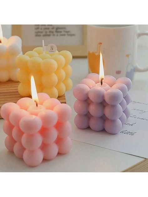 Valentine'S Day Scented Candle, Smokeless Aromatherapy Candle With Plant Essential Oil, Handmade, Home Decoration, Holiday Gift, Cube Shape | SHEIN USA Scented Candles Decor, Handmade Decorative Items, Diy Scent, Candle Ornament, Diy Candles Scented, Candle Making Molds, Silicone Candle Molds, Magic Cube, Decoration Photo