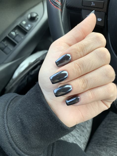 Metallic Black Nails, Gel Nails Chrome, Chrome Nail Colors, Square Oval Nails, Chrome Nails Ideas, Black Chrome Nails, Metallic Nails Design, Chrome Manicure, Chrome Nails Designs