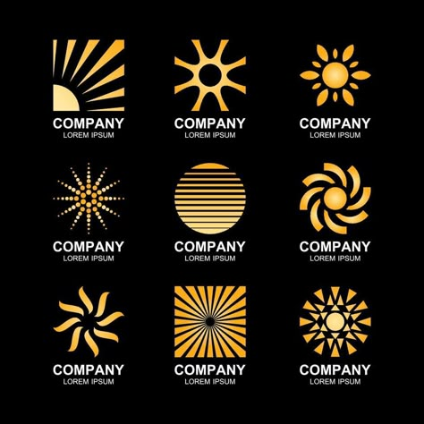 Sun Logo Creative Concept Company Logo Template Golden Logo Design Ideas, Sun Logos, Sunshine Logo Design Inspiration, Sun Logo Ideas, Sun Icon Logo, Sun Logo Design Ideas, Sunburst Logo, Sun Typography Logo, Golden Logo Design