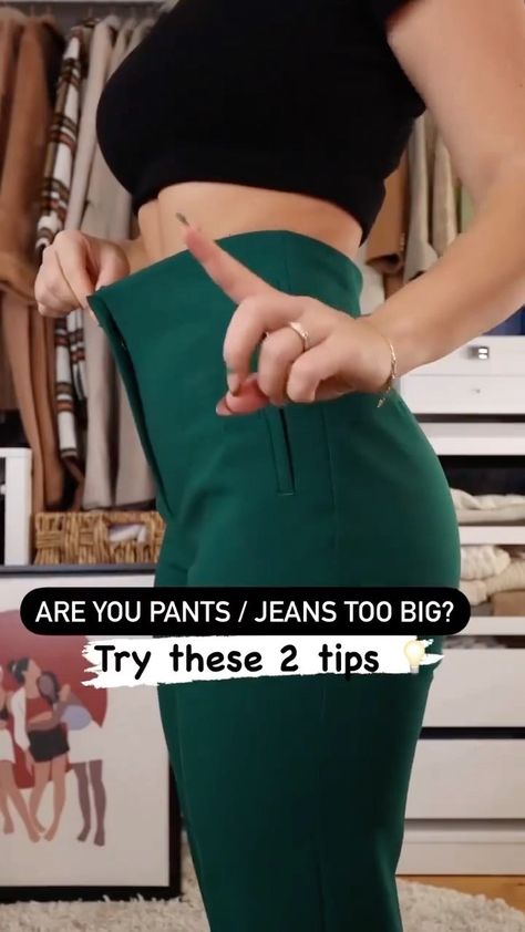 Jeans Too Big, Big Jeans, Big Pants, Diy Clothes Design, Elegant Feminine, Hacks Clothes, Clever Hacks, Influencers Fashion, Design Clothes