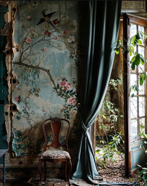 Moody Art Studio, Deco Wallpaper, Moody Art, Room Of One's Own, House Blend, Art Deco Wallpaper, Art Interior, Vintage Room, World Of Interiors