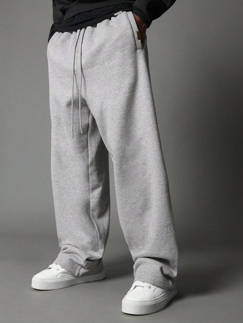 Loose Fit Baggy Premium Heavyweight Essential Jogger Grey    Knitted Fabric Plain Straight Leg Slight Stretch  Men Clothing, size features are:Bust: ,Length: ,Sleeve Length: Loose Joggers Men, Gray Sweatpants Outfit, Male Fits, Baggy Joggers, Sweatpants Outfit, Grey Sweatpants, Cool Outfits For Men, Outfits For Men, Mens Joggers