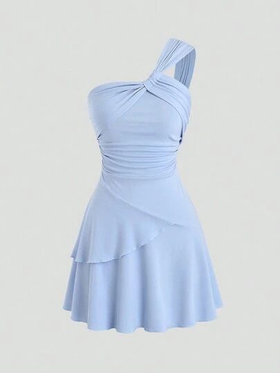 Light Blue Hoco Dress Short, Blue Hoco Dress Short, Light Blue Hoco Dress, 8th Grade Prom Dresses, Light Blue Jumpsuit, Blue Bridesmaid Dresses Short, Top Spring Outfits, Dresses Light Blue, Gala Outfit