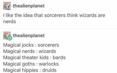 Different Types Of Magic Users, Types Of Wizards, Types Of Magic Users, Warlock Dnd Character Concept, Dnd Bard Character Concept, Modern Warlock, Bard Magic, Bard Quotes, Warlock Ideas