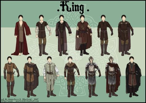 Wardrobe - King by ValkAngie on DeviantArt Medieval Reference, Medieval Man, King Character, Medieval Character, Clothing Drawing, Outfits Drawing, Pin Crafts, King Outfit, Art Outfits