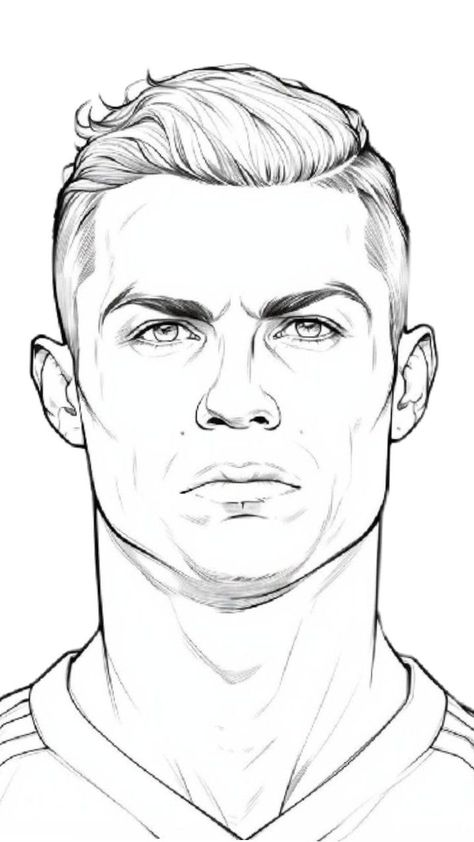 Ronaldo Stencil Drawing, How To Draw Cristiano Ronaldo, Ronaldo Cristiano Drawing, How To Draw Ronaldo, Ronaldo Drawing Sketch, Ronaldo Coloring Page, Cr7 Sketch, Ronaldo Drawing Easy, Footballer Drawing