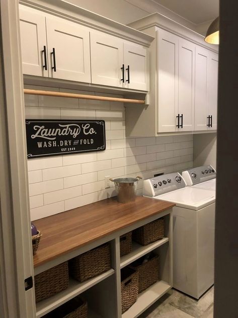 #laundry #diy #organization Laundry Room Decor Ideas, Laundry Room Organization Ideas, Laundy Room, Laundry Room Update, House Laundry Room, Ikea Desk Hack, Room Organization Ideas, Rustic Laundry Rooms, Basement Laundry Room