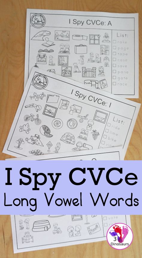 Cvc Cvce Worksheet, Long I Activities Kindergarten, Cvc And Cvce Activities, Long I Activities First Grade, Long Vowel Activities Kindergarten, Long I Activity, Long A Worksheets 1st Grade, Long A Activities Kindergarten, I Spy Cvc Words Free