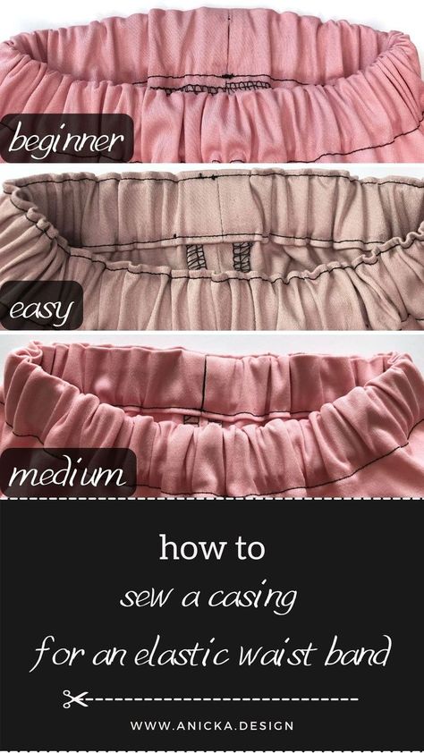 Elastic Waist Skirt Diy, Elastic Waist Skirt Pattern, How To Make A Skirt, Diy Elastic, Circle Skirt Pattern, Sewing Elastic, Diy Skirt, Couture Sewing Techniques, Skirt Patterns Sewing