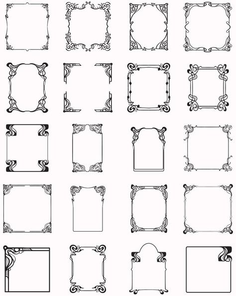 Decorative frames. Retro ornamental frame, vintage rectangle ornaments, and ornate border. Decorative wedding frames, antique museum picture borders, or deco divider. Isolated icons vector set Easy Frame Drawing, Antique Frame Drawing, Framed Tattoo Ideas, Antique Frame Tattoo, Tattoo Borders, Italy Display, Vintage Frame Tattoo, Frame Tattoos, Picture Frame Tattoo