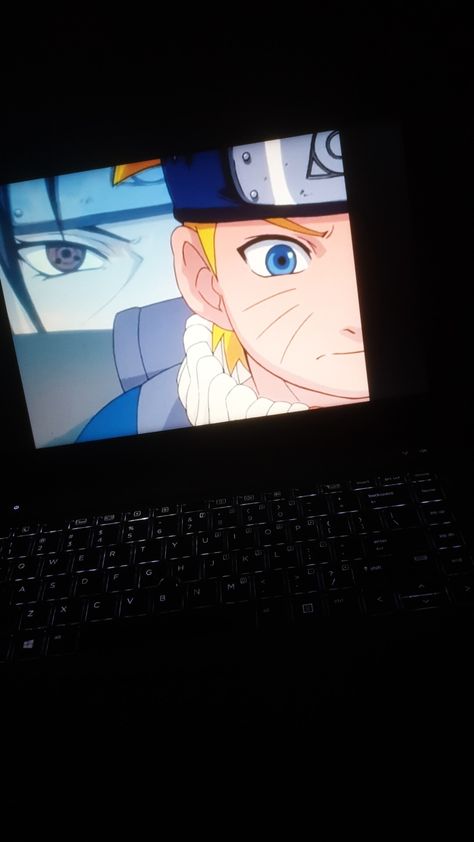 Watching Anime On Laptop, Anime Watching Tv Aesthetic, Anime On Laptop Aesthetic, Naruto Watch, Anime Pc, Watching Anime, Naruto Quotes, Glitch Wallpaper, Anime Watch