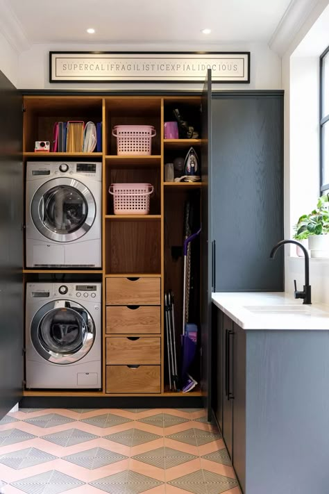 Boot Room Utility, Laundry Cupboard, Small Utility Room, Utility Room Designs, Utility Cupboard, Dream Laundry Room, Dover White, Buster Punch, Laundry Room Closet