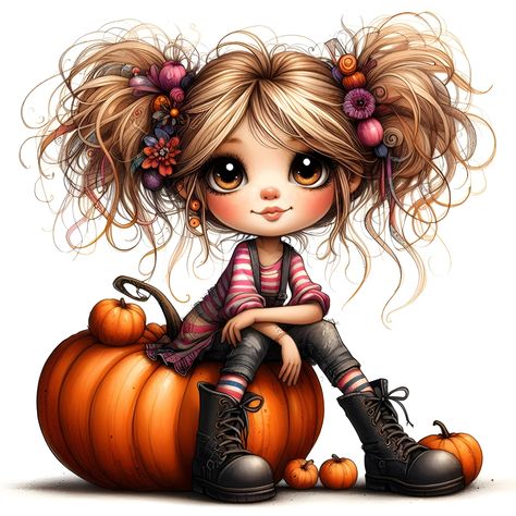 Etsy Clipart, Halloween Clip Art, Quirky Girl, Fairy Clipart, Diamond Wall, Doll Halloween, Whimsical Halloween, Halloween Artwork, Cute Doll