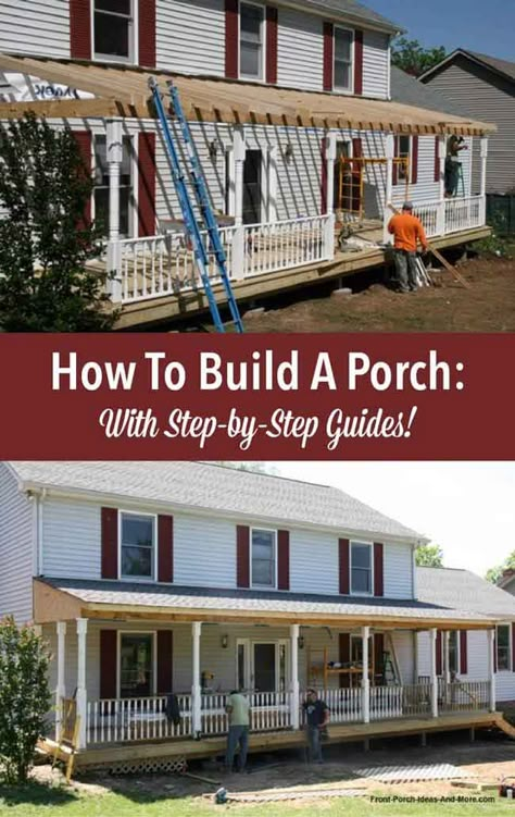 How To Build A Porch, Porch Construction, Build A Porch, Front Porch Addition, Porch Kits, Porch Remodel, Porch Addition, Building A Porch, Porch Roof