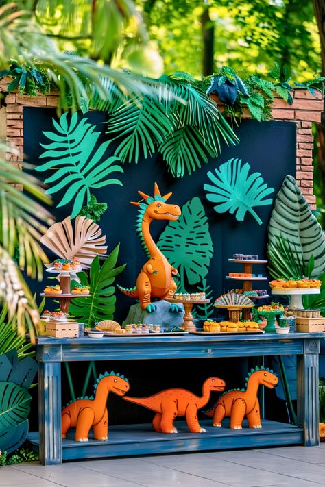 How about a Jurassic twist for your kid’s birthday? A boho dinosaur backdrop with jungle vines, footprints, and a prehistoric vibe is perfect for little explorers. It’s exciting, creative, and packed with adventure. I love how it turns any space into a dino-lover’s dream. Try this fun and thrilling idea for a party they’ll always remember! Dino Birthday Party Decoration, Boho Dinosaur, Dinosaur Backdrop, Jungle Vines, Birthday Backdrop Ideas, Dino Birthday Party, Backdrop Decor, Dino Birthday, Boho Birthday