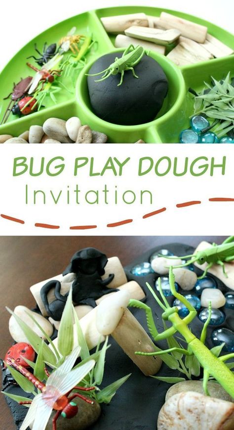 Bug Play Dough Invitation-Perfect for our preschool insect theme! Spring Playdough Ideas, Toddler Provocations, Preschool Insects, Playdough Station, Preschool Inspirations, Playdough Ideas, Play Dough Invitation, Farm Room, Bug Activities