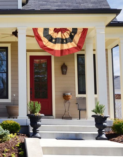 Outdoor Decor Diy, Patriotic Bunting, July 4th Decor, Blue Bunting, Burlap Bunting, Embroidered Stars, Bunting Flag, Diy Outdoor Decor, Outdoor Display