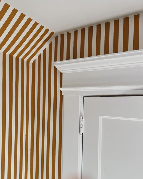 Stripes Bedroom Walls, Striped Wall Bathroom, Diy Striped Wall, Colorblocked Walls, Stripped Painted Walls Bedrooms, Hand Painted Striped Walls, Stripe Nursery Wall, Paint Stripes On Wall, Nursery Striped Wall