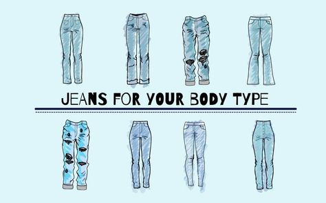 How To Find Jeans That Fit Tips, Best Jeans For Small Butts, Jeans For Big Thighs, Jeans For Your Body Type, Oxford Jeans, Lean Women, Attire Guide, Pear Shaped Women, Narrow Hips