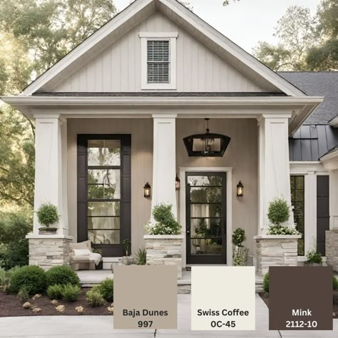 Top Exterior House Colors in 2024 Outside House Colors, Gray House Exterior, Exterior Color Palette, Exterior House Paint Color, House Paint Color Combination, Paint Color Combinations, Swiss Coffee, Exterior House Paint Color Combinations, Paint Colors For House