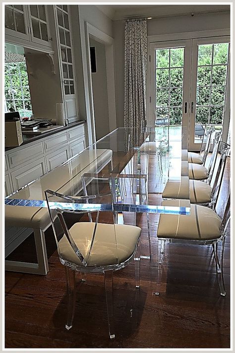 Outdoor Tables And Chairs - Discover Your Desire - Act quickly or you will lose it. Visit for more! Acrylic Dining Table, Acrylic Bench, Acrylic Dining Chairs, Dining Room Furniture Sets, Acrylic Chair, Transitional Dining Room, Transitional Dining, Living Room Dining Room Combo, Acrylic Furniture