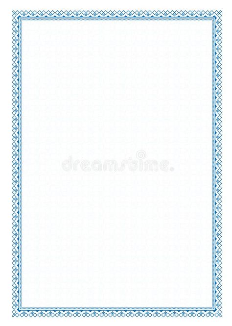 Vector simple blue frame Border with protective mesh for diploma, certificate stock illustration Certificate Border Design Frames, Border For Certificate, Blue Frame Border, Certificate Designs, Card Border, Certificate Border, Flag Template, Diploma Certificate, Border Templates