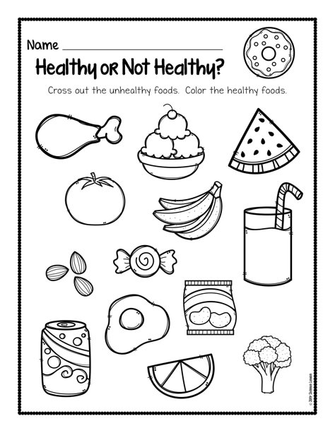 Word Problems Kindergarten, Food Worksheet, Healthy Habits For Kids, Healthy And Unhealthy Food, Kindergarten Social Studies, Worksheet For Kids, Social Studies Worksheets, Free Kindergarten Worksheets, Kindergarten Worksheets Printable