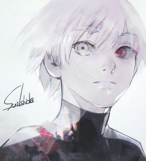 Kaneki Ken by Sui Ishida Sui Ishida Art, Tokyo Ghoul Art, Ghoul Art, Sui Ishida, Tokyo Ghoul Manga, Tokyo Ghoul Kaneki, Kaneki Ken, White Hair, Tokyo Ghoul