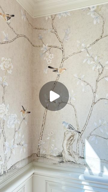 The Mural Source on Instagram: "Our Solitude Lace mural showcases soft neutral tones and delicate details, offering a refined and subtle backdrop to elevate your home.   Video/Installer: @vickiscustomwalls Mural Designer: @paulmontgomerystudio Interior Designer: @patricklewsinteriors  #themuralsource #muralwallpaper #mural #chinoiseriemural #chinoiseriewallpaper #chinoiseriehome #chinoiseriestyle #chinoiseriedecor #wallpaper #wallpaperinspiration #homedecor #designinspiration" Chinoserie Wallpaper, Crane Wallpaper, Chinoiserie Mural, Chinoiserie Decorating, Chinoiserie Style, Chinoiserie Wallpaper, Home Video, Inspirational Wallpapers, Delicate Details