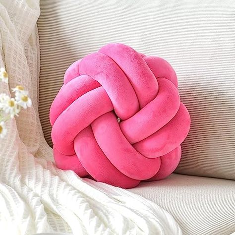 Amazon.com: VBGYA Knot Pillow Ball, Soft Decorative Throw Pillows Cushion, 11" Round Plush Knotted Pillows Hot Pink Pillow, Modern Home Throw Knot Decorative Cushion for Bedroom, Sofa, Couch : Home & Kitchen Pink Dorm Room Decor, Hot Pink Throw Pillows, Hot Pink Pillows, Pink Dorm Rooms, Pillow Ball, Pink Dorm, Unique Decorative Pillows, Preppy Bedroom, Pink Room Decor