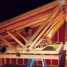 Garage Storage...how much weight can wood trusses take??? Garage Attic Storage, Attic Truss, Garage Attic, Wood Truss, Garage Loft, Building A Garage, Garage Storage Solutions, Garage Storage Systems, Garage Shed