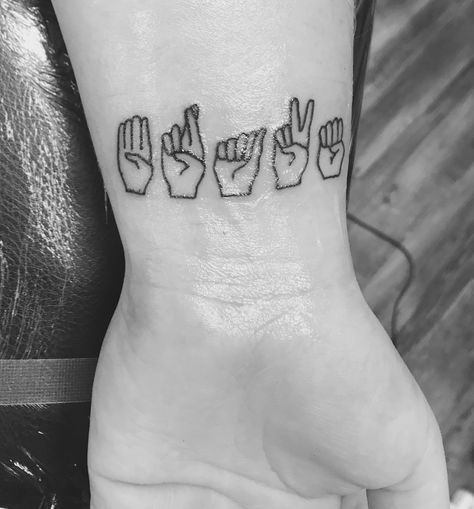 Brave tattoo asl sign language Deaf Tattoo, Asl Tattoo, Sign Language Tattoo, Teacher Tattoos, Be Brave Tattoo, Army Tattoos, Sibling Tattoos, Small Tattoos With Meaning, Tattoo Signs