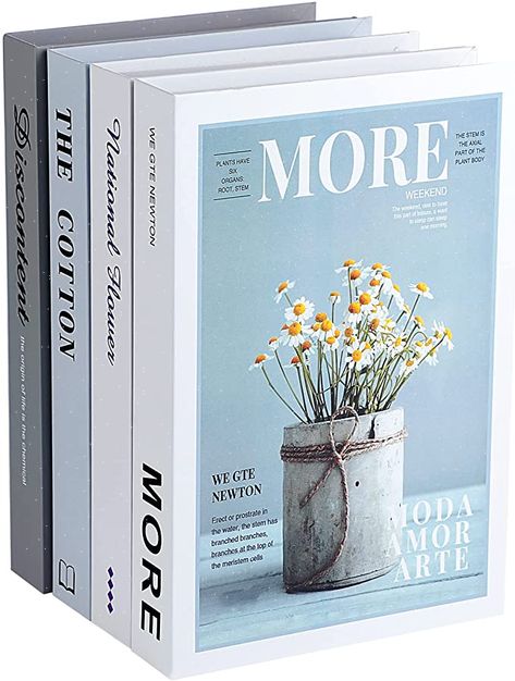 Amazon.com: Outgeek Decorative Books Set of 4: Modern Hardcover Fake Book Decoration for Coffee Table Bookshelf Display - Fashion Faux Books Stack Plant Pattern Design for Rustic Home Farmhouse Office : Home & Kitchen Decoration For Coffee Table, Bookshelf Farmhouse, Book Arrangement, Barbie Living Room, Table Books Decor, Fake Books Decor, Books For Decoration, Coffee Table Books Decor, Fake Books