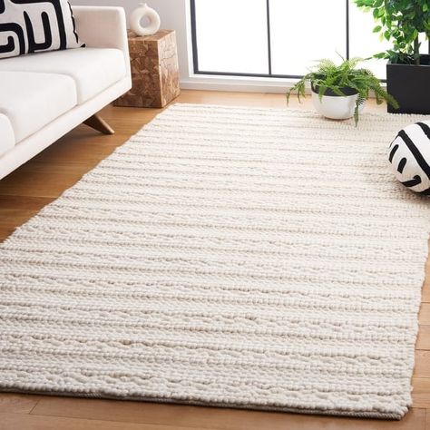 SAFAVIEH Handmade Natura Carmelinda Textured Wool Rug - On Sale - Bed Bath & Beyond - 38038284 Woven White Rug, Cream Textured Rug, Best Bedroom Rugs, Rug Over Carpet Bedroom, Rug Next To Bed, Bedroom Rug Ideas, Mosaic Texture, Area Room Rugs, Village Ideas