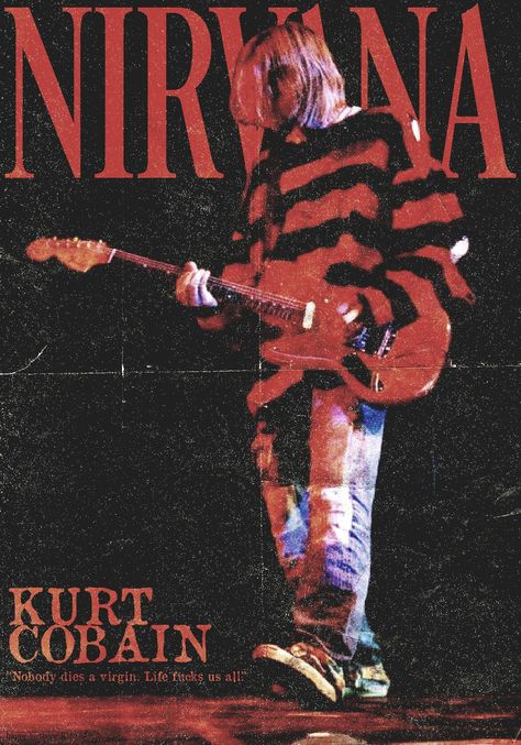 Kurt Cobain Poster Vintage, Spotify Playlist Covers Nirvana, Kurt Cobain Poster, Nirvana Album, Nirvana Wallpaper, Nirvana Poster, Baba Jaga, Grunge Posters, Posters For My Room