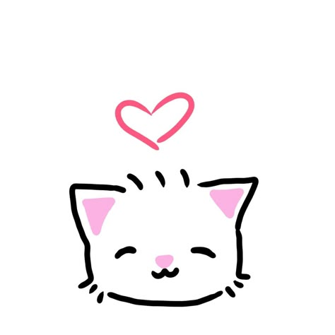 Cat Simple Drawing, Cat Drawing Simple, Cat Doodle, Heart Drawing, Cat Icon, Cute Doodles Drawings, Cute Notes, Chibi Drawings, Mini Drawings