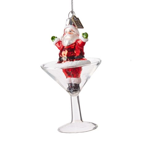 martini santa ornament for him or her Cocktail Decoration, Raz Imports, Battery Operated Candles, Santa Ornaments, Holiday Cocktails, Ornaments Design, Christmas Market, Holly Jolly, Martini Glass