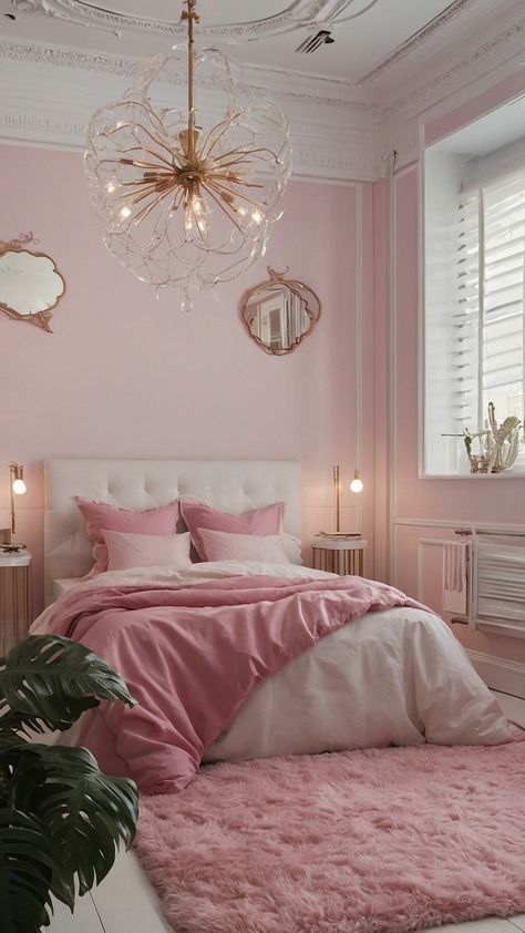 Transform your space with these stunning pink bedroom ideas From soft teens' rooms to dark rose-themed adult bedrooms we've got you covered with grey black white and kid-friendly designs Discover how to incorporate shades of green dusty pink and girly accents into your small or large bedroom Light Pink Bedrooms, Blush Pink Bedroom, Rose Gold Bedroom, Design Ložnic, Pink Bedroom Design, Pink Bedroom Ideas, Gold Bedroom, Pink Bedrooms, Classic Bedroom