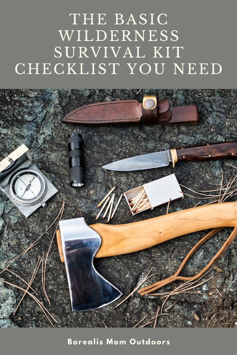 Discover a life-changing guide to preparing for the unknown. Our Basic Wilderness Survival Kit Checklist provides you with everything you need to build your own survival kit, ensuring you're never caught short in the unforgiving wilderness. Packed with practical tips, expert advice and a host of DIY ideas, this is a must-read for every outdoor enthusiast. How To Survive The Wilderness, Wilderness Survival Kit, Survival Checklist, Wilderness Survival Tools, Urban Survival Kit, Rustic Camping, Survival List, Survival First Aid Kit, Bushcraft Kit